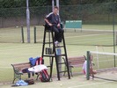 Mike Armstrong in the umpire's chair