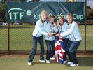 June Fisher with the GB Women's 65 team Gold trophy at the ITF Super Seniors World Team Competition